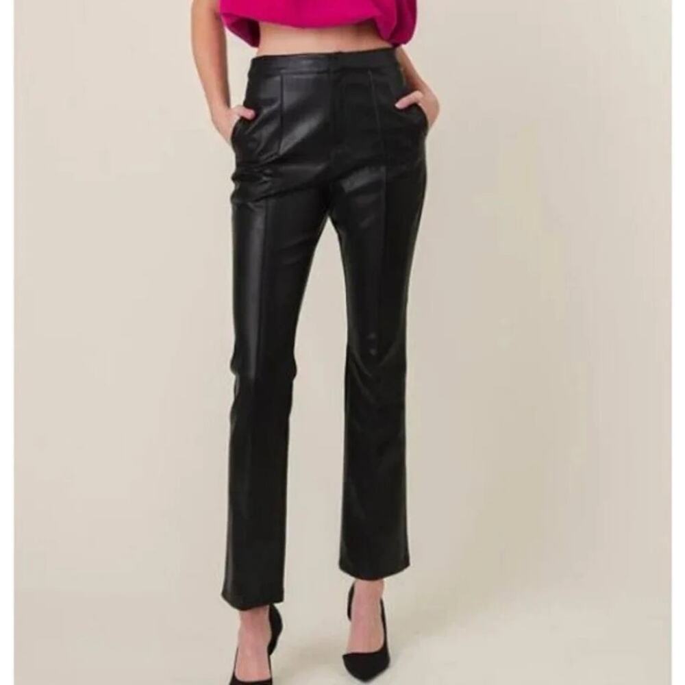 Line & Dot Pants Women's Size Medium NWT Reina Faux Leather Vegan Bootcut Flare